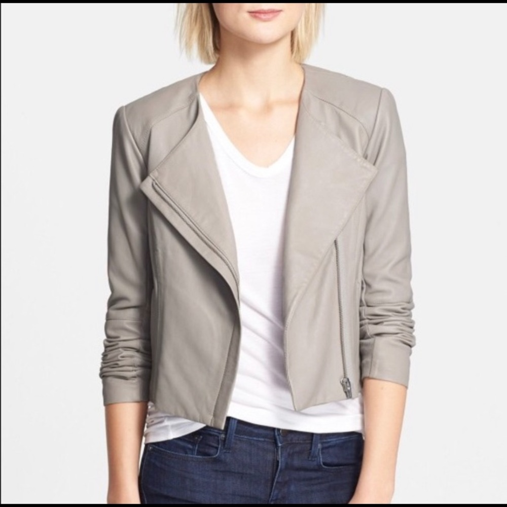 Veda Dali Leather Biker Jacket in Smoke